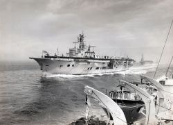 02c Royal Fleet Review Lossiemouth Ark and Eagle taken from Royal Yacht 57